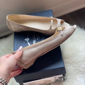 PRADA nude/sand peep toe flats 36.5